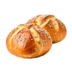 Plain kaiser rolls isolated on transparent background generative ai, cut out, or clipping path.