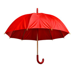 Open a red umbrella isolated on transparent background generative ai, cut out, or clipping path.