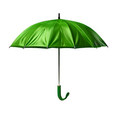 Open a green umbrella isolated on transparent background generative ai, cut out, or clipping path.