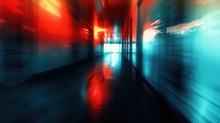 Fototapeta premium abstract background blur bokeh light street at night time with speed motion perspective, blurred thrilled, Generative Ai
