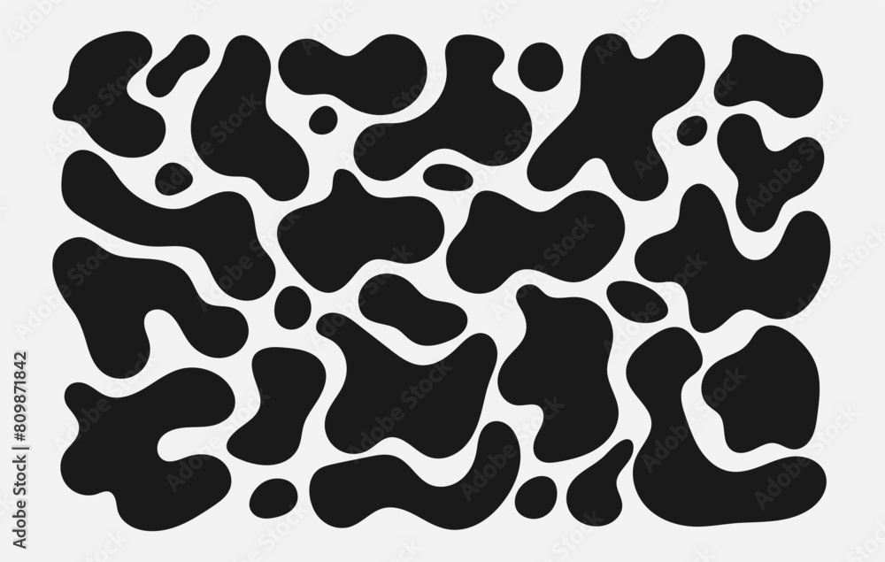 Poster set of black oval shape. abstract background with blob. fluid organic form. vector illustration