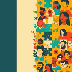 Fototapeta premium Minimalist Diversity Theme with Cultural Motifs 