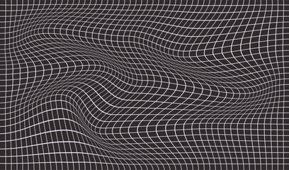 Abstract white wireframe grid on black background. Y2k retro futuristic aesthetic. Geometry vector wallpaper