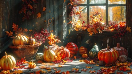 Bountiful Harvest Thanksgiving Scene


