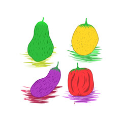 set of simple illustrations of fruit