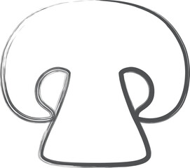 キノコ筆書き単品イラスト　マッシュルーム断面