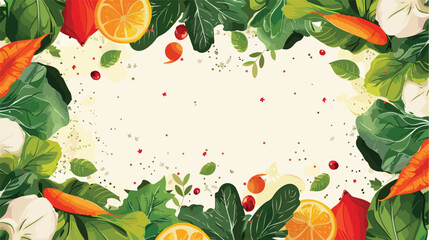 Organic vegetables background with circle border of f