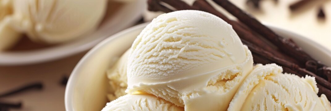 Experience the creamy indulgence of vanilla ice cream, its fluffy texture and aromatic aroma enticing