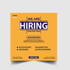 Obraz premium Hiring recruitment open job vacancy design vector social media post banner template or web banner layout
