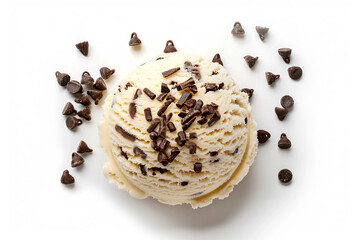 Fototapeta premium a scoop of ice cream with chocolate chips on top