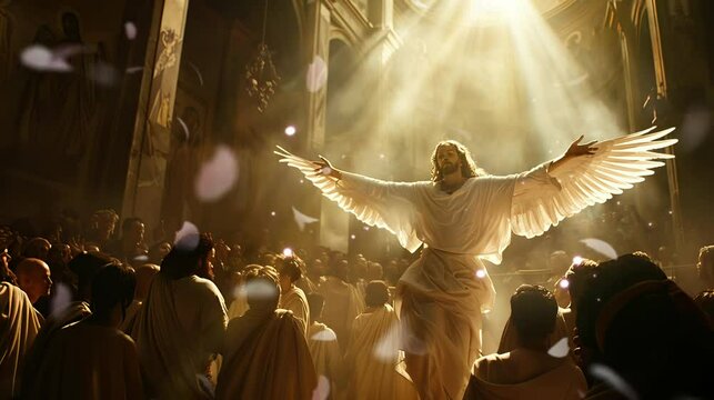 The gracious and merciful God Jesus is highly respected and worshiped by his people. seamless looping time-lapse virtual 4k video Animation Background.