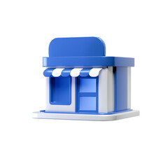 blue house store 3d icon illustration