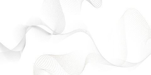 Abstract grey, white smooth element swoosh speed wave modern stream background. Wave with lines created using blend tool. Abstract frequency sound wave lines and twisted curve lines background.