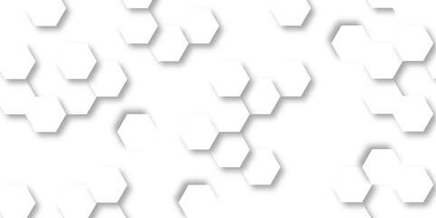 Abstract hexagon background. Futuristic abstract honeycomb mosaic white technology background. Surface polygon pattern with glowing hexagon paper texture and futuristic business. graphic concept.