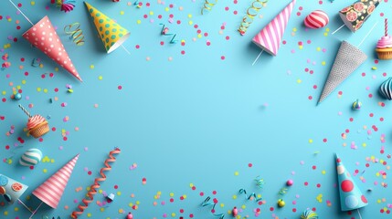 Obraz premium Minimalist Birthday Theme with Party Elements