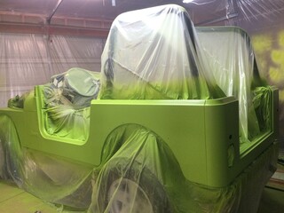 Auto Body Restoration, Lime Green Paint Job, 1990s Vehicle 