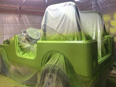 Auto Body Restoration, Lime Green Paint Job, 1990s Vehicle 