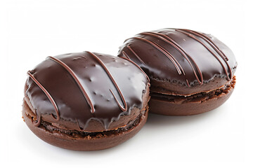 Obraz premium two chocolate covered pastries sitting on top of each other