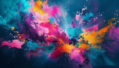 Amazing abstract painting. The deep blue background makes the bright colors stand out. The bright colors make the painting feel happy and exciting.