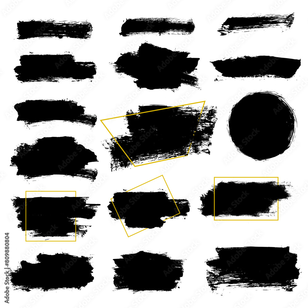 Poster vector paint grunge with frame. grunge brush element design text boxes.