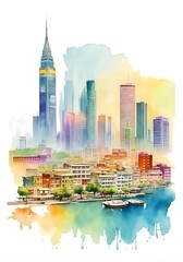 Obraz premium Nigeria Country Landscape Watercolor Illustration Art