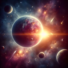 Planets and galaxy, science fiction wallpaper. Beauty of deep space generated by ai