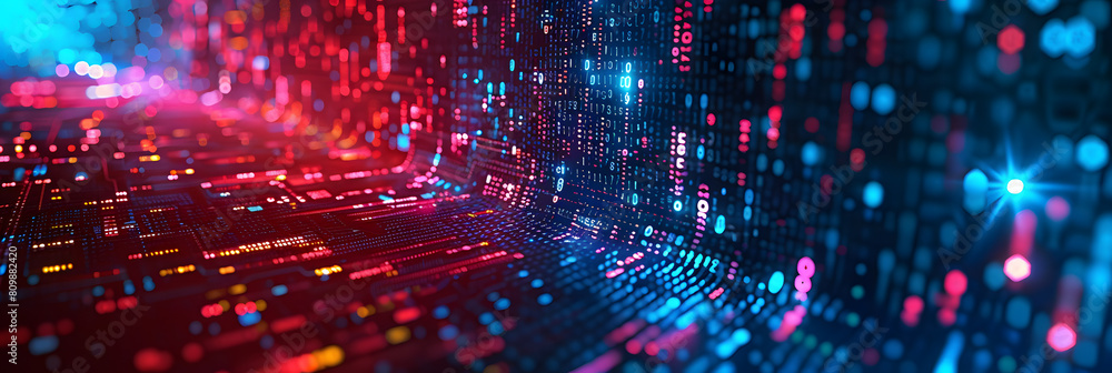 Poster digital abstract backdround for technological operations, neural networks, ai, data transmission and