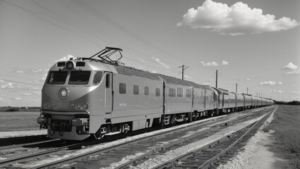  a passenger train with an engine and several cars. 