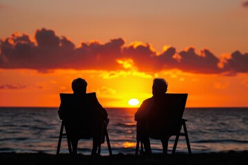 Obraz premium Senior Couple Enjoying Sunset Together