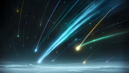 Obraz premium A meteor shower illuminating the darkness with streaks of light