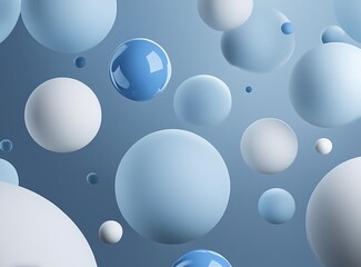 3D render of floating different size of spheres