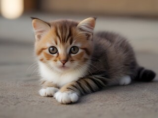 Tabby Ginger Cat Animal Realistic Photo Illustration Art	
