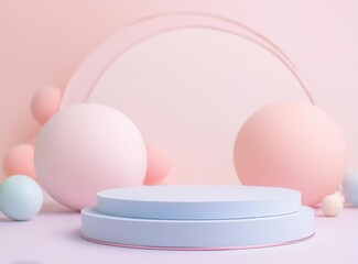 Podium with pink background to exhibit product