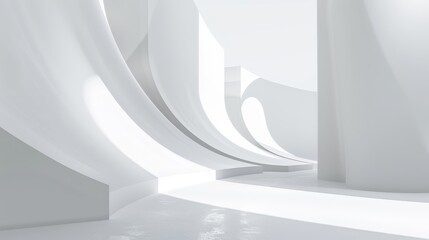 Modern white architectural curves for contemporary design and abstract architectural themes