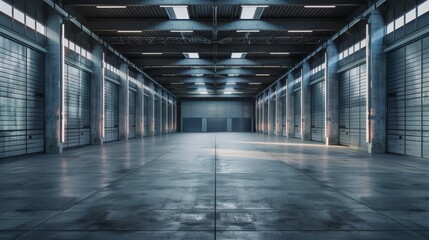 Spacious Empty Industrial Hallway, Perfect for Representing Modern Industrial Design and Architecture