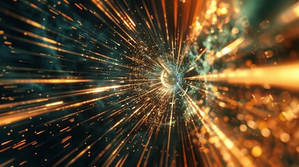 An abstract background with radial lines, depicting data flow in a tunnel-like explosion star with a motion effect