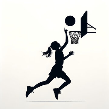 recommend clip art: Silhouette of Girl Playing Basketball