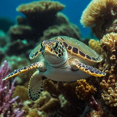 Obraz premium Oceanic Life Exploration Corals Fish