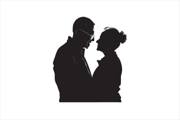 Old couple silhouettes Vector. 