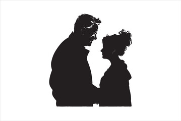 Old couple silhouettes Vector. 
