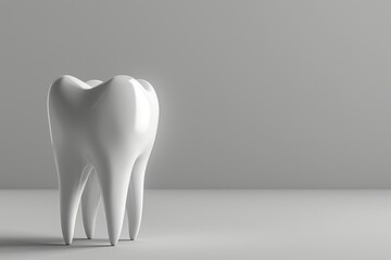 White tooth symbolizing importance of good oral hygiene for maintaining healthy smile, dental care
