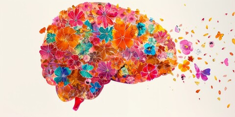 Vibrant and colorful artwork depicting liver made entirely of flowers, symbolizing the vitality and essential functions