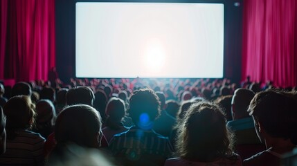 Movie night at a vibrant local cinema with a diverse audience