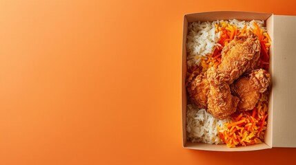 Meal box chicken that cooking crispy fried meal box delivery copy space