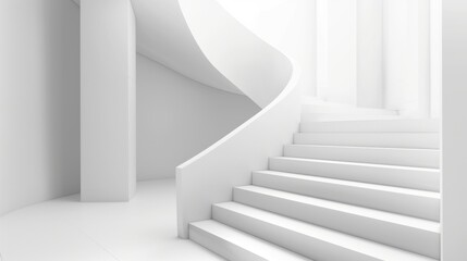 Fototapeta premium Abstract white background with stairs, in the style of vector illustration, minimalism, in the style of 3d rendering.