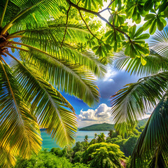 Fototapeta premium Low angle view of palm trees against sky 