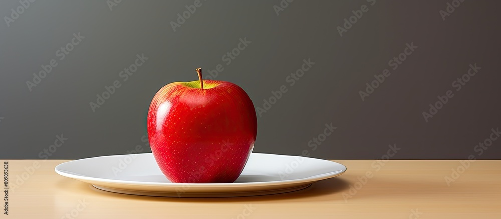 Poster A fresh and nutritious apple placed on a plate providing a visually appealing copy space image