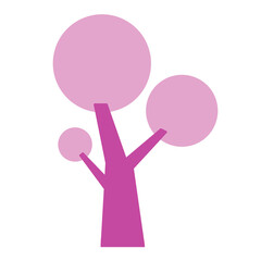 Doodle tree circle cute illustration with pink color that can be used for sticker, book, scrapbook, icon, decorative, e.t.c