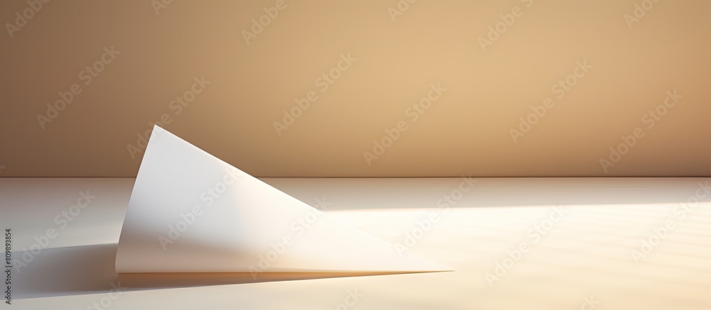 Aufkleber Geometrically positioned empty paper with a plain color background ideal for presentations and with ample room for additional visuals or text creating a copy space image
