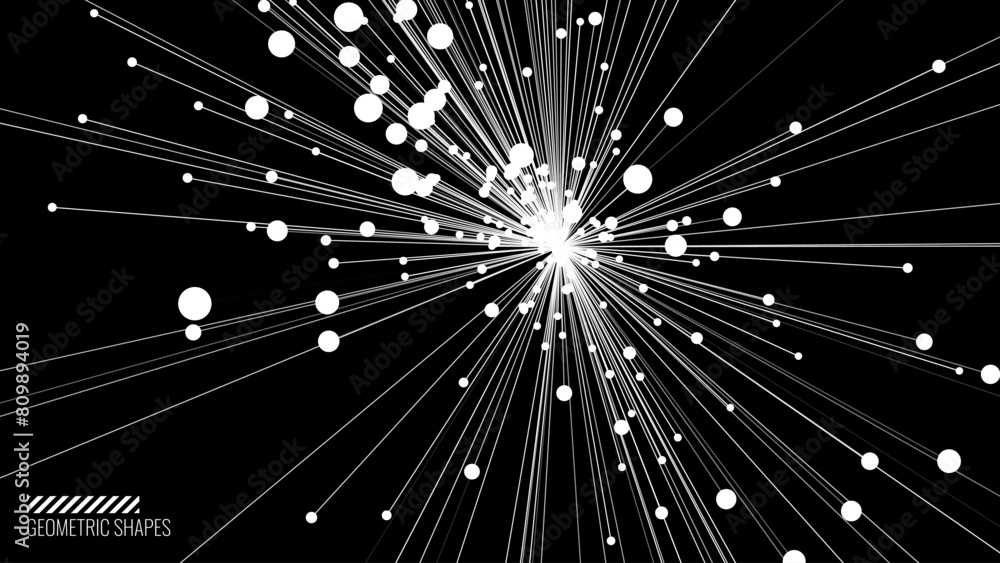 Leinwandbilder Abstract Circular Geometric Shape. Lines Circle Design. Big Data Cluster. Round Dynamic Shape. Spiral Vector Illustration. Lines in Round Circle Form. Black and White Minimal Style Geometric Design.